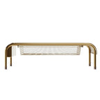 Martha Stewart Ryder Gold Mesh Metal Desktop Monitor Stand Riser with Organizer Drawer and Side Storage