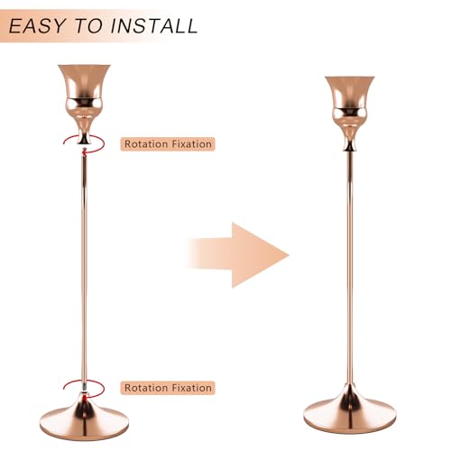 Candlestick Holders Rose Gold, 12 Packs Taper Candle Holder for Candlesticks, Candle Sticks Holder Decor for Home Decor - color: Rose Gold