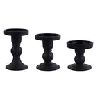 3-Piece Set of Black Glass Candlestick, Crystal Candlestick Holder Holder and Conical Candle, Christmas Candle Holder Decoration, Family Living Room Wedding Candle Holder (black1set) - color: Black