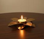 Decorative Metal Flower Tea Light Candle Holder, Gold, 3 Inch, Modern Floral Wall Art Decor