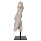 Creative Co-Op Sculptural Resin Female Figure on Metal Stand, Grey - color: Grey Finish