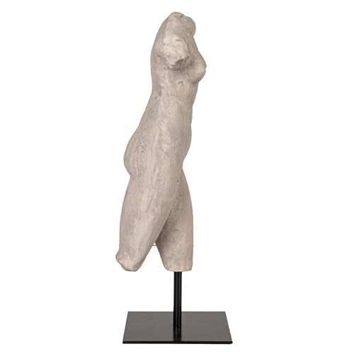 Creative Co-Op Sculptural Resin Female Figure on Metal Stand, Grey - color: Grey Finish