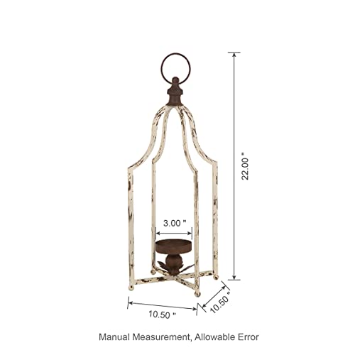 Glitzhome 22" Farmhouse Lanterns Decorative Indoor Outdoor, White Metal Candle Lanterns, Hanging Candle Holder for Fireplace Patio Porch Garden Wedding & Holiday Decor - color: White Large