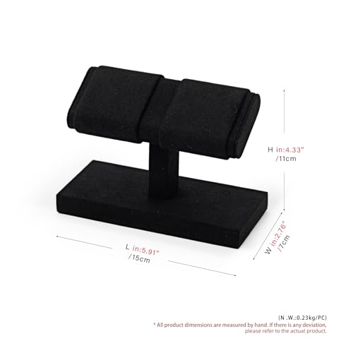 Double Watch Stand Display - Luxury Watch Holder with Soft Microfiber Lining for Jewelry Store, Home Decor & Travel | Compact 6x3x4.3in(Black) - color: Black