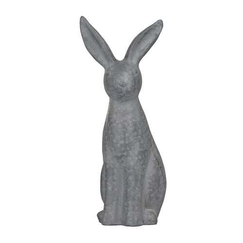 Deco 79 Polystone Rabbit Decorative Garden Sculpture Indoor Outdoor Garden Statue, Outdoor Sculpture 7" x 8" x 20", Gray - size: 7" x 8" x 20"
