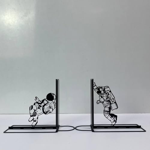 Craftnameisgn Custom Astronaut Metal Bookends for Shelves Decorative, Spaceman Book Ends Metal Art for Home Office, Book Stopper for Heavy Books, Astronaut Book Shelf Holder - color: Design 05