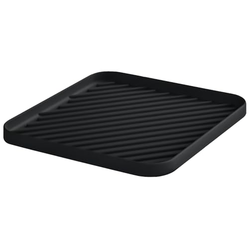 Silicone Organizer Tray for Kitchen Sink and Bathroom, Dishwasher Tray, Versatile Bathroom and Drawer Organizer Trays, Non-Slip Countertop(Black) - color: Black