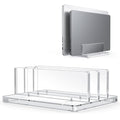 OMOTON Vertical Laptop Stand for Desk, Acrylic Dual Laptop Holder Desktop Clear Adjustable Dock for MacBook Pro Air, HP, All Gaming Laptops up to 17” (Clear, Dual Slot) - size: Dual-Clear