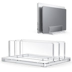 OMOTON Vertical Laptop Stand for Desk, Acrylic Dual Laptop Holder Desktop Clear Adjustable Dock for MacBook Pro Air, HP, All Gaming Laptops up to 17” (Clear, Dual Slot) - size: Dual-Clear
