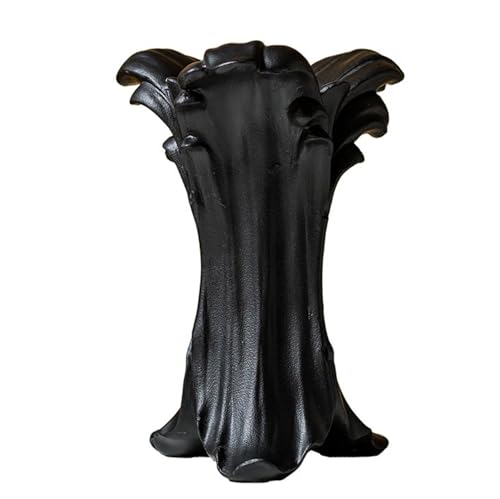 Vintage Gothic Ceramic Vase, 8.74×6.46×5.63inches, Matte Black Flower Vase for Red & Black Roses,Dark Academia Witchy Aesthetic Vase for Bedroom Living Room Dining Table