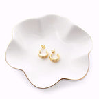 HANKOR 4.7 inch Small Ring Dish, Ceramic Jewelry Holder Tray, White Catch All Trinket Bowl for Keys Rings Earrings - color: White