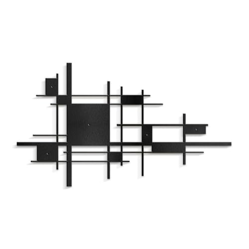 SIGNLEADER Metal Wall Decor Mondrian Geometric Minimalist Modern Luxury Wall Sculpture Hangings 3D Statue Home Decoration for Living Room, Bedroom, Bathroom, Kitchen, Fireplace, Office - 18" Black - color: Gry28-2405-m28, size: 18" Black