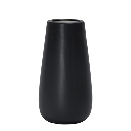 D'vine Dev 8 Inch Ebony Black Elegant Oval Ceramic Vase for Flowers, Home Décor Vase with Design Box, VS-LD-A-5 - color: Ebony Black, size: 8 Inch