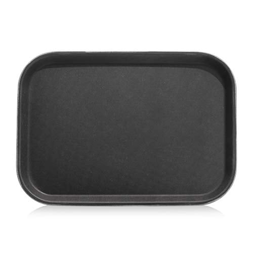 New Star Foodservice 24852 Restaurant Grade Non-Slip Tray, Plastic, Rubber Lined, Rectangular, 10-Inch x 14-Inch, Black - color: Black, size: 14" x 10" x 0.7"