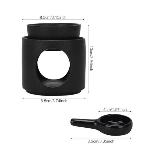 Black Wax Burner, Ceramic Tealight Warmer, Scented Oil Diffuser, Black Ceramic Tea Light Candle Holder - color: Black