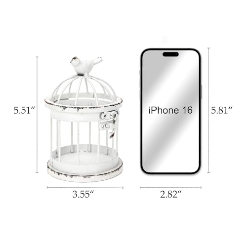 Bird Cage Shaped Metal Tea Light Candle Holder Farmhouse Decorative Candle Holder Vintage Tea Light Holder for Home Table Centerpiece Decoration - 3.54"x3.54"x5.51"