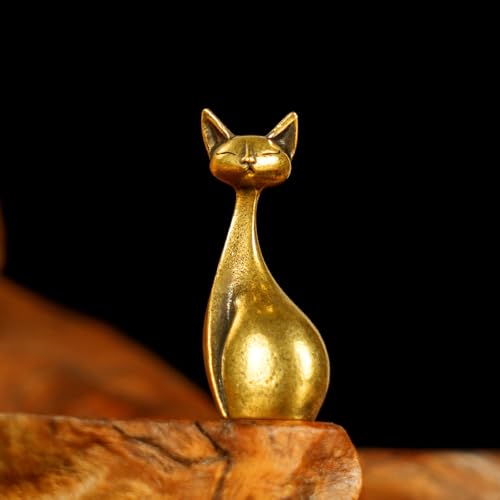 CHOVY Retro Handcrafted Elegant Cat Statue - 100% Solid Brass Desk Sleek Peek-a-Boo Feline in Regal Pose | Vintage Style Collectible Art Piece for Home, Unique Gift for Cat Lovers & Art Collectors - style: Cool Cat