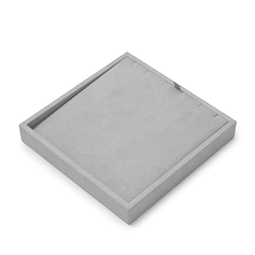 Microfiber Jewelry Pendant Display Tray Jewelry Necklace Organizer Display Tray (Gray) - size: 5.52" x 5.5" x 0.78"