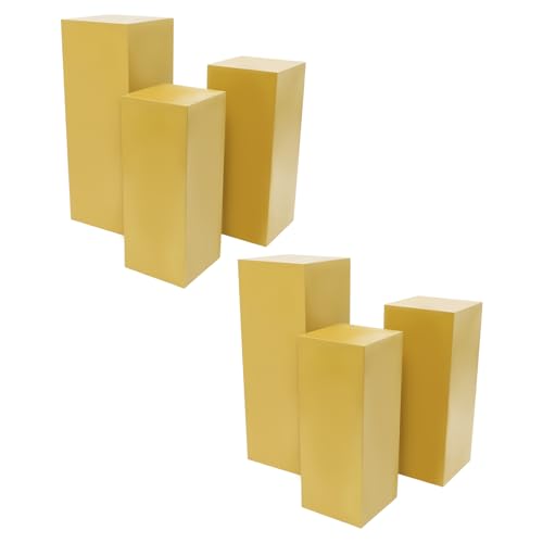 3/6 PCS Square Tall Pedestal Stand Metal Square Pedestal Stand Tall Pedestals Cake Stands for Party Wedding Birthday (Gold, 6Pcs) - color: Gold, size: 6Pcs