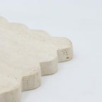 Square Marble Decorative Tray with Scalloped Edge, Luxury Natural Stone Bathroom Vanity Tray, Dresser Top Perfume Coffee Home Kitchen Sink Tray, Key Trinket Ring - color: Beige Travertine