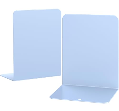 Book Ends, 2 Pieces Metal Bookend for Shelves, Bookends for Heavy Books, Book Holders for Shelves, Desk Organizers, Book Dividers for Office, School, Bookstore, Home - color: D-blue-smooth Surface, size: 2 Pieces