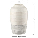 Ceramic Rustic Farmhouse Vase for Home Decor 9 inch Decorative Boho White Pottery Flower Vase for Centerpiece Living Room Bedroom Kitchen Bathroom Dining Table Mantel Shelf Decor - style: Boho-White