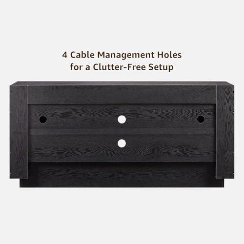 OKD Modern 70" TV Stand, Entertainment Center for TVs Up to 80", Media Console with Large Open Storage & Side Cabinets, Thick Wood Design for Living Room, Black Oak - color: Black Oak