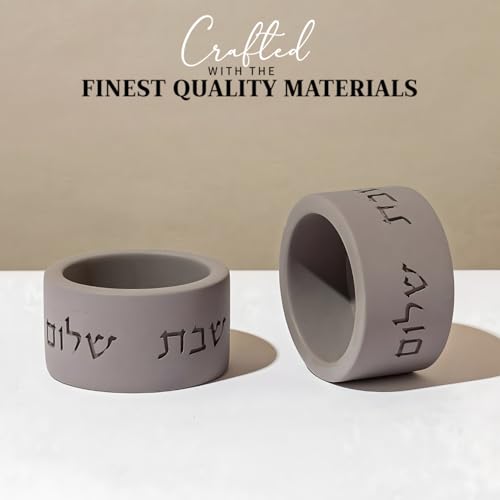 SURI Concrete Shabbat Candle Holders | Jewish Judaica Gift Set with Modern Shabbat Candle Holders | Tall & Short, Ideal Shabbat Set for Tea Lights (Tealights not Included) - color: Gray(flow), size: Short