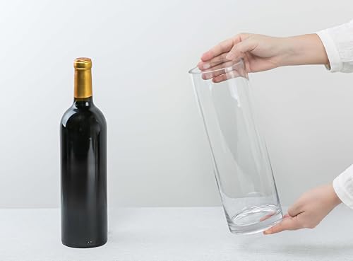 CYS Excel Clear Glass Cylinder Vase (H:12" D:4") | Multiple Size Choices Glass Flower Vase Centerpieces | Hurricane Floating Candle Holder - size: H-12" D-4"