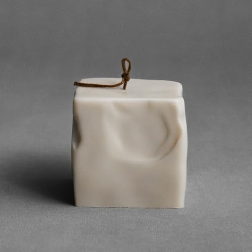 LAWA Raw Block Candle - Beautiful Handmade Pillar Scented Soy Wax Elegant Aesthetic Candle Housewarming Gift Home Room Shelf Decor Idea (Light Beige, Small) - color: Light Beige, size: Small