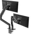 MSI MAG MT201D - Premium Heavy Duty Dual Monitor Stand Arms, 17-45" Support, VESA Compatible, Adjustable Spring Mount, 44 lbs per Screen, Clamp & Grommet, Quick Release Plate - Black - color: Black