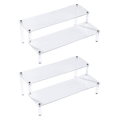BYCY 2 Pack 2-Tier Clear Acrylic Display Stand Display Shelf for Dessert Jewels Figurines, Clear Cupcake Stand - 2 Pack ( 12" * 6.9" * 4.25" ) - color: Clear, size: 2 Tier - 2 Pack