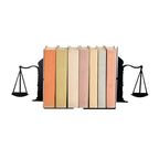 Metal Bookends - Justice Scale Design - Heavy Duty Black Book Ends for Office, Law Library, Law Student or Legal Desk Decor