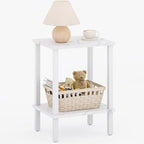 TUTOTAK End Table, Side Table, Nightstand, 2-Tier Storage Shelf, Sofa Side Table for Small Space, Living Room, Bed Room TB01BMW034 - color: Marble White