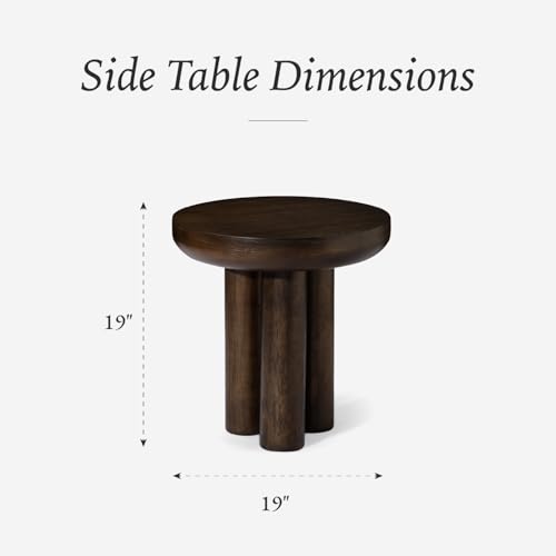 Maven Lane Owen Modern Side Table, 19" Compact Design - Bold Accent Table, Round Night Stand with Aged Brown Finish and Durable Rubberwood Base - Statement Making Style for Living Room or Bedroom - color: Aged Brown
