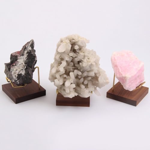 Crystal Display Stand Metal Arms Small Display Stand with Wooden Base Geodes Agate Mineral Easel Holder for Collectibles - color: Style 1