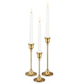 Gold Candlestick Holders Taper Candle Holder - Set of 3 Pcs Brass Gold Candle Stick Holder Centerpieces Decorations for Table, Mantel, Wedding, Dinning, Party(Candles not Include) - size: 1 Set