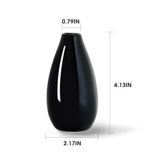 Modern Black Small Ceramic Vase Set of 16 for Living Room Bedroom 4.13'' Minimalist Fresh Flower Vases for Home Decor Office Fireplace Centerpieces Nordic Style Gift for Fake Plant 16 Pack - color: 16 Pack Black - Style 2