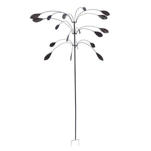 Wind Spinner Kinetic Wind Spinner Falling Foliage Design Wind Sculpture, Rustproof Water Proof Heavy Duty Falling Foliage Kinetic Copper Triple Spinner for Outdoor Garden