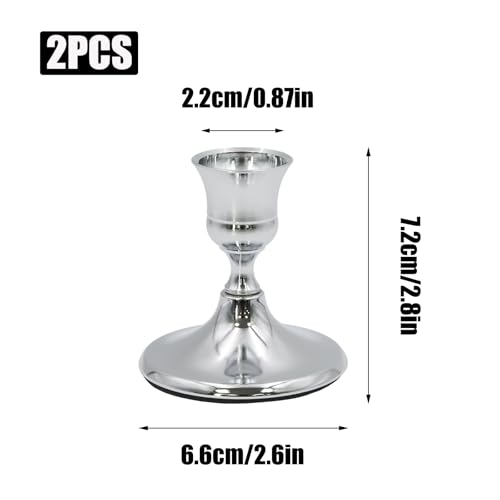 2 Pcs Silver Taper Candle Holders 2.8 Inch Vintage Short Skinny Metal Candlestick Holders for Table Centerpieces - color: Silver