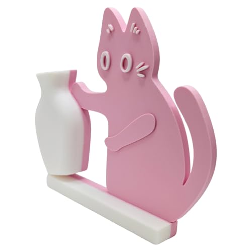 Cat Push Flower Vase for Home Decor Cute Vases for Table Room Decor Unique Lollipop Vases for Women (Small Pink White) - size: Small Pink White