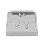 Microfiber Jewelry Display Storage Tray Pendant Stud Earrings Tray Organizer Necklace Stud Earrings Jewelry Plate Necklace Holder(Gray) - size: 5.51" x 5.52" x 0.78"