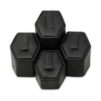MOOCA Jewelry Ring Stand Holder Display Set, Ring Holders for Jewelry Organizer Stand Pedestals Display 4 Pcs Set, Black Faux Leather - color: Black Faux Leather