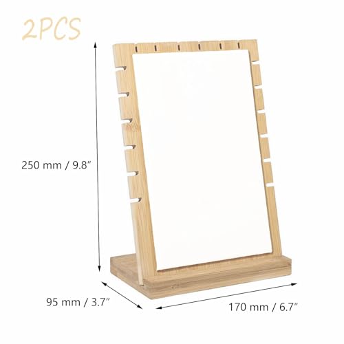 Necklace Jewelry Display Stand with Leather Soft Mat Bamboo Jewelry Stand Holder Organizer Jewelry Hanger Display for Necklaces - color: White