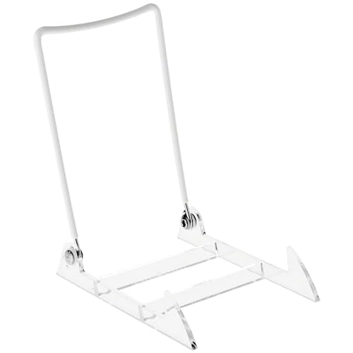 GIBSON HOLDERS 4PL Adjustable White Wire and Clear Acrylic Display Easel, 3.875" W x 5.375" D x 6.25" H, Pack of 12 - size: 12-Pack