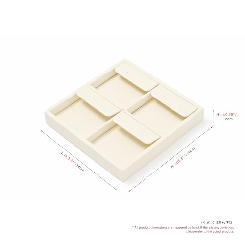 Oirlv Microfiber 4 Slots Jewelry Earring Display Tray Earring Display Organizer Tray(Beige) - color: 4 Earrings P13403