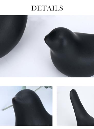 Small Animal Statues, Black Bird Figurines Home Decor, Modern Home Decorative, Ceramic Decor for Office Desktop, Bookshelf, Bedroom, Living Room, Cabinets, Coffee Table(Black 2 Pcs) - color: Black