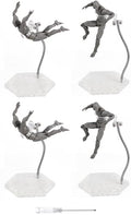 Action Figure Stand with Flexible Metal Arm,Action Figure Pose Display Holder Base,Flight Stands for Action Figures Compatible with HG RG SD SHF Gundam 1/144 Toy with Screwdriver (4Pcs Clear) - color: 4Pcs Clear