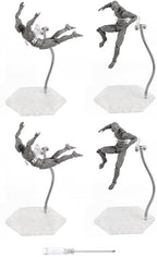 Action Figure Stand with Flexible Metal Arm,Action Figure Pose Display Holder Base,Flight Stands for Action Figures Compatible with HG RG SD SHF Gundam 1/144 Toy with Screwdriver (4Pcs Clear) - color: 4Pcs Clear