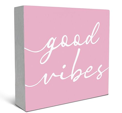 SRADMO Botanical Eucalyptus Leaves Wood Box Sign Desk Decor, Rustic Eucalyptus Leaves Wooden Block Box Sign Decoration For Home Office Shelf Table Decor (Pink) - color: light pink, size: 5″×5″